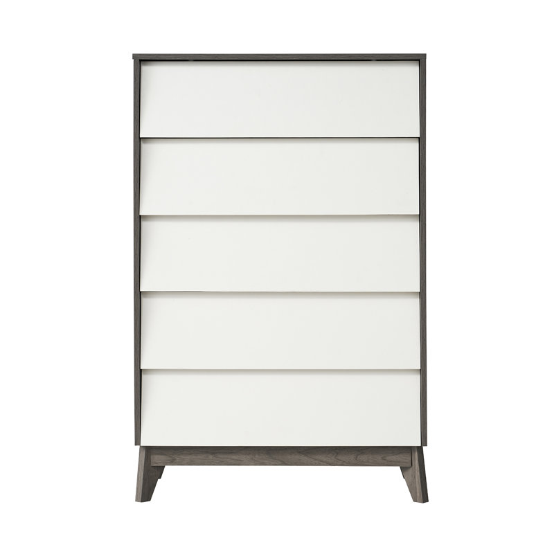 Chantice 5 Drawer Dresser for Bedroom Wade Logan Color White Black Walnut
